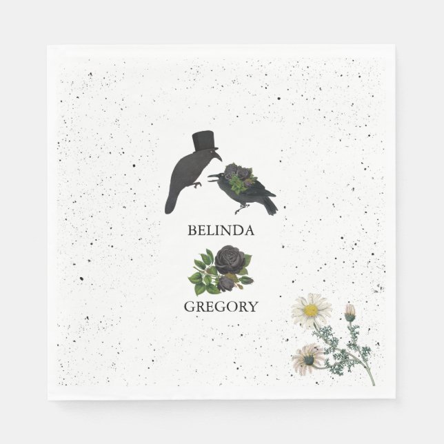 Guardanapo De Papel Casamento de Rosas Negras do Halloween (Frente)