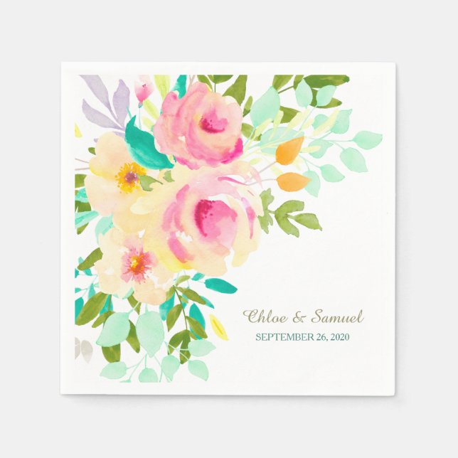 Guardanapo De Papel Casamento de Rosas Rosa Pêssego (Frente)