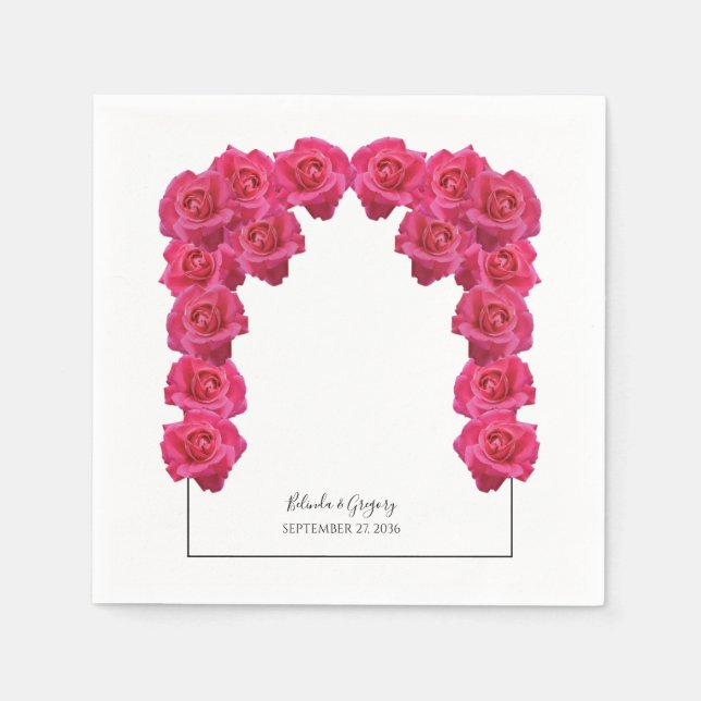Guardanapo De Papel Casamento de Rosas Rosa Rústico (Frente)
