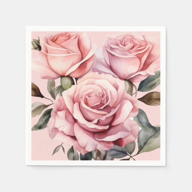 Guardanapo De Papel Casamento de Rosas Rosadas (Frente)