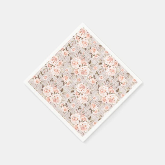 Guardanapo De Papel Casamento de Rosas Rústicos e Românticos (Canto)