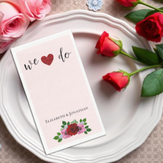 Guardanapo De Papel Casamento de Rosas Vermelhas e Rosas
