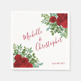 Guardanapo De Papel Casamento de Rosas vermelhas Elegante