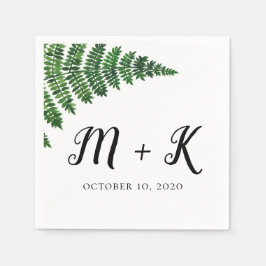 Guardanapo De Papel Casamento de samambaia verde. Aquarela botânica da