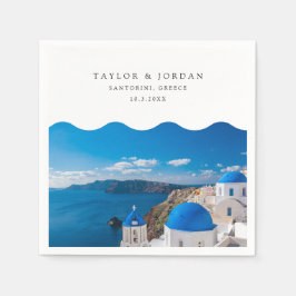 Guardanapo De Papel Casamento de Santorini Grécia Personalizada Coquet