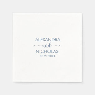 Guardanapo De Papel Casamento de Script Azul Moderno Dusty
