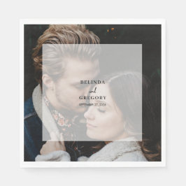 Guardanapo De Papel Casamento de Script de Sobreposição de Foto Elegan