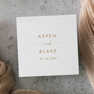 Guardanapo De Papel Casamento de Script Dourado Moderno Napkins