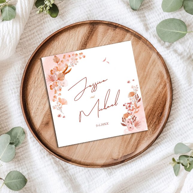 Guardanapo De Papel Casamento de Script Elegante Boho Boho (Criador carregado)