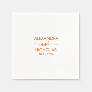 Guardanapo De Papel Casamento de Script Laranja Moderno Queimado