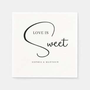 Guardanapo De Papel Casamento de Script Manuscrito Preto e Branco