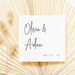 Guardanapo De Papel Casamento de Script Manuscrito Preto e Branco Mode