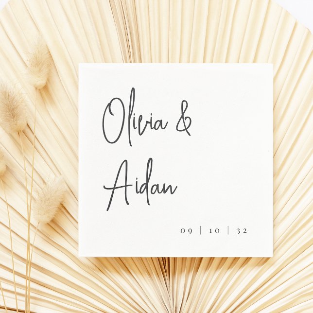 Guardanapo De Papel Casamento de Script Manuscrito Preto e Branco Mode (Criador carregado)