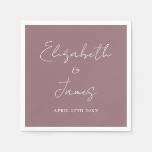 Guardanapo De Papel Casamento de Script Minimalista Mauve Modern