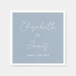 Guardanapo De Papel Casamento de Script Minimalista Moderno Dusty Blue