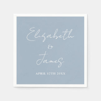 Guardanapo De Papel Casamento de Script Minimalista Moderno Dusty Blue