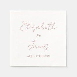 Guardanapo De Papel Casamento de Script Minimalista Moderno, Rosa-Rosa