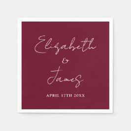 Guardanapo De Papel Casamento de Script Minimalista Moderno Vermelho B