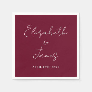 Guardanapo De Papel Casamento de Script Minimalista Moderno Vermelho B
