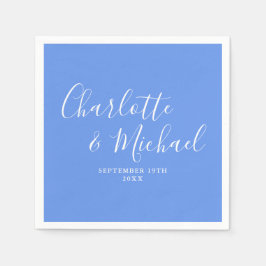 Guardanapo De Papel Casamento de Script Moderno de Cornflower Blue Ele