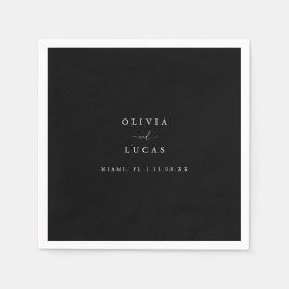 Guardanapo De Papel Casamento de Script Preto e Branco Moderno