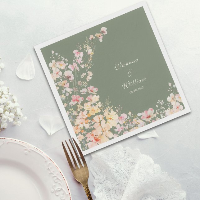 Guardanapo De Papel Casamento de Selvagens Verdes de Cadeias de Água E (Criador carregado)