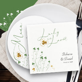 Guardanapo De Papel Casamento de Shamrock Wildflower com sorte
