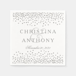 Guardanapo De Papel Casamento de Silver Confetti Personalizado Napkin