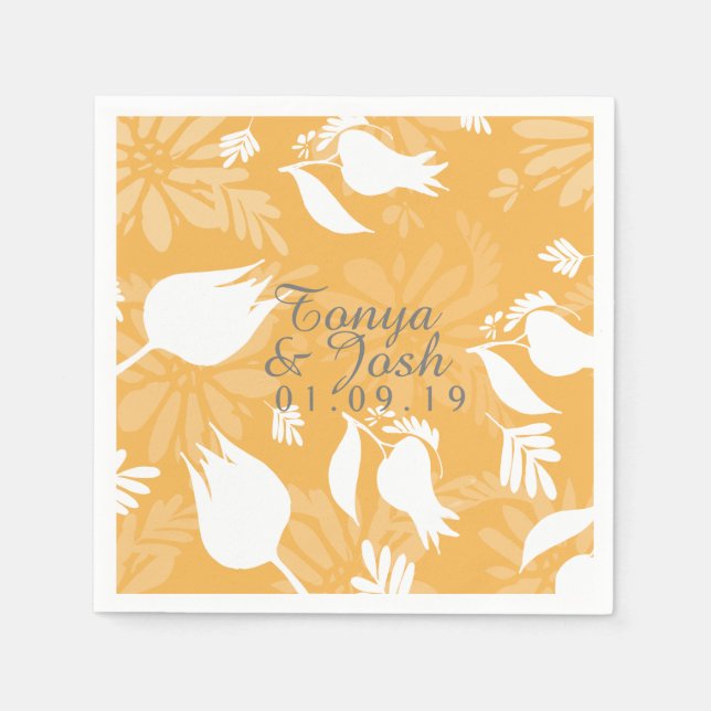 Guardanapo De Papel Casamento de Sombras Botânicas com Tulipas Desenha (Frente)