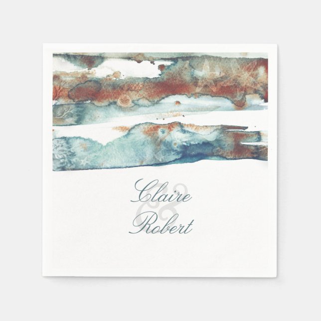 Guardanapo De Papel Casamento de Starfish, Coor de Água Moderna da Pra (Frente)