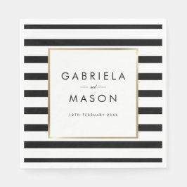 Guardanapo De Papel Casamento de Stripe Clássico | Faux Gold Foil