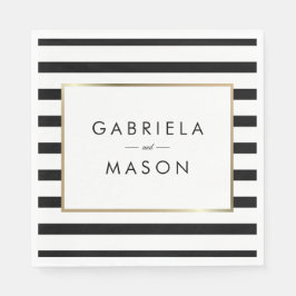 Guardanapo De Papel Casamento de Stripe Clássico | Faux Gold Foil