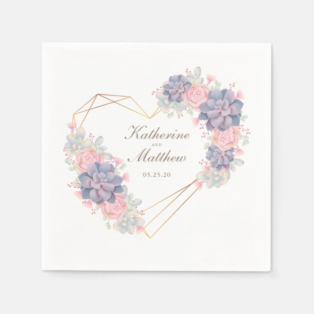 Guardanapo De Papel Casamento de Succulents de Aquarela (Frente)