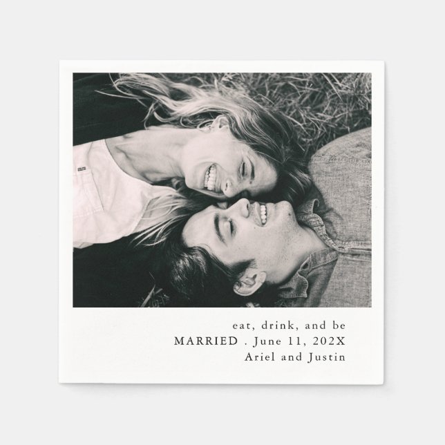 Guardanapo De Papel Casamento de Tema de Foto Simples (Frente)