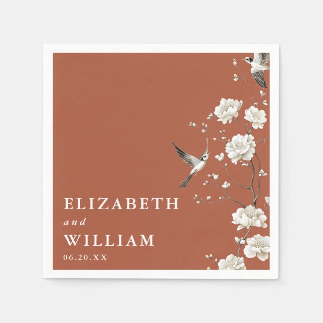 Guardanapo De Papel Casamento de Terracotta Chinoiserie Floral Garden (Frente)