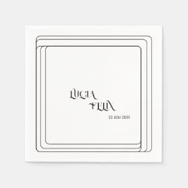 Guardanapo De Papel Casamento De Texto Branco E Preto Moderno