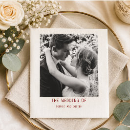 Guardanapo De Papel Casamento de Texto e Foto Simples e Elegante | Cód