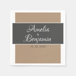 Guardanapo De Papel Casamento de tipografia bege-cinza elegante e simp