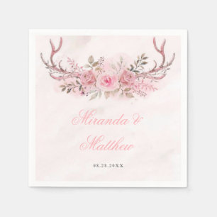 Guardanapo De Papel Casamento de Veado Floral Floral de Sage-Blush Chi