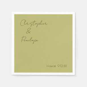 Guardanapo De Papel Casamento de Viagem verde-oliva com caligrafia min