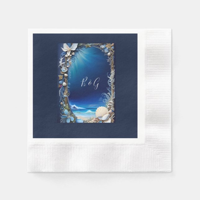 Guardanapo De Papel casamento de vibe na costa azul (Frente)