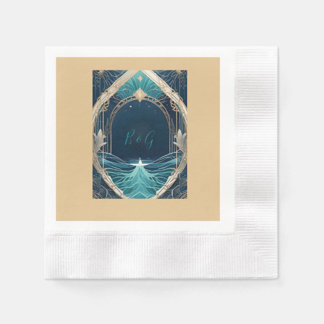 Guardanapo De Papel casamento de vibe na costa azul (Frente)