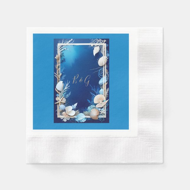 Guardanapo De Papel casamento de vibe na costa azul (Frente)