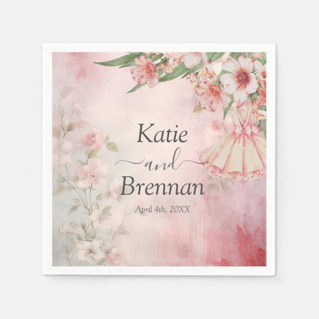 Guardanapo De Papel Casamento de Vintage Blush Dress (Frente)