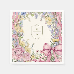 Guardanapo De Papel Casamento de vintage com armação floral