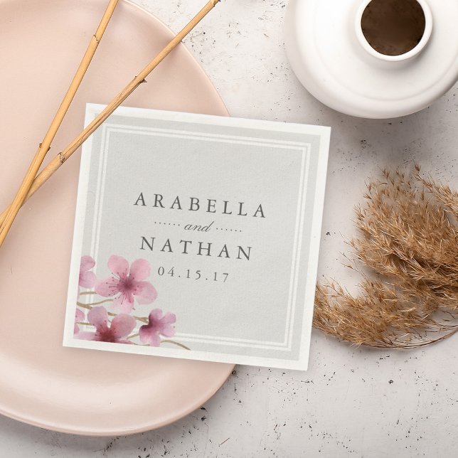 Guardanapo De Papel Casamento de Watercolor Cherry Blossoms (Criador carregado)