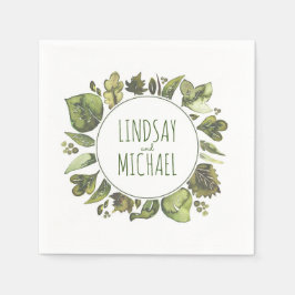 Guardanapo De Papel Casamento de Watercolor Greenery Wreath