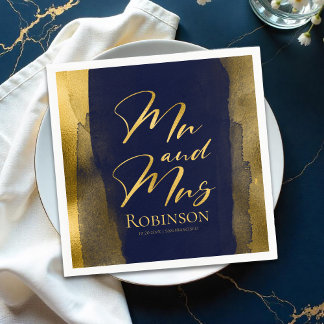 Guardanapo De Papel Casamento de Watercolor Napkins | Abstrato Azul Do