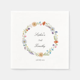 Guardanapo De Papel Casamento de Watercolor Wildflower Wreath