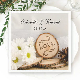 Guardanapo De Papel Casamento de Woodland Rustic White Daisies